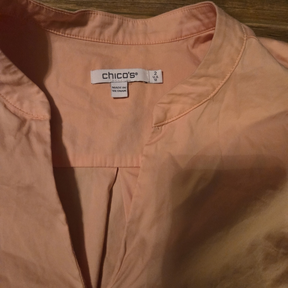 Chico's Peach Flutter-Sleeve Blouse - Picture 2 of 4